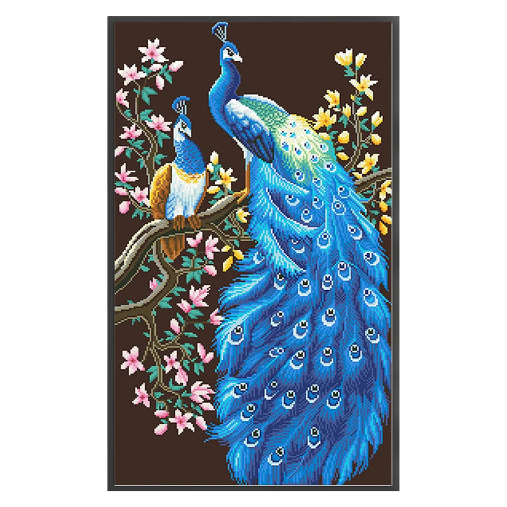 9CT Full Cross Stitch Bead Embroidery - Peacock(Canvas|45*78CM)