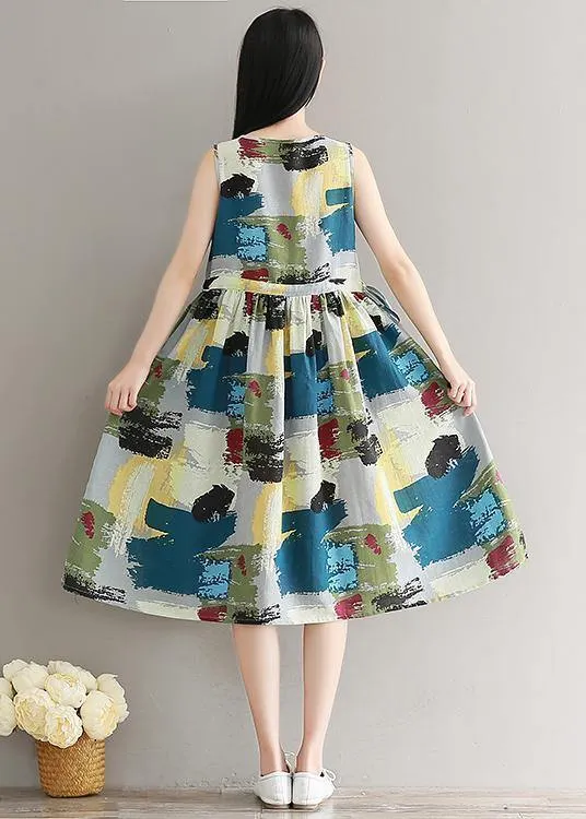 Beautiful floral cotton quilting clothes sleeveless daily summer Dresses
