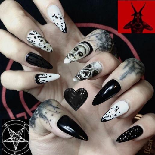 Halloween Medium Length Almond Press on Nails with Designs
