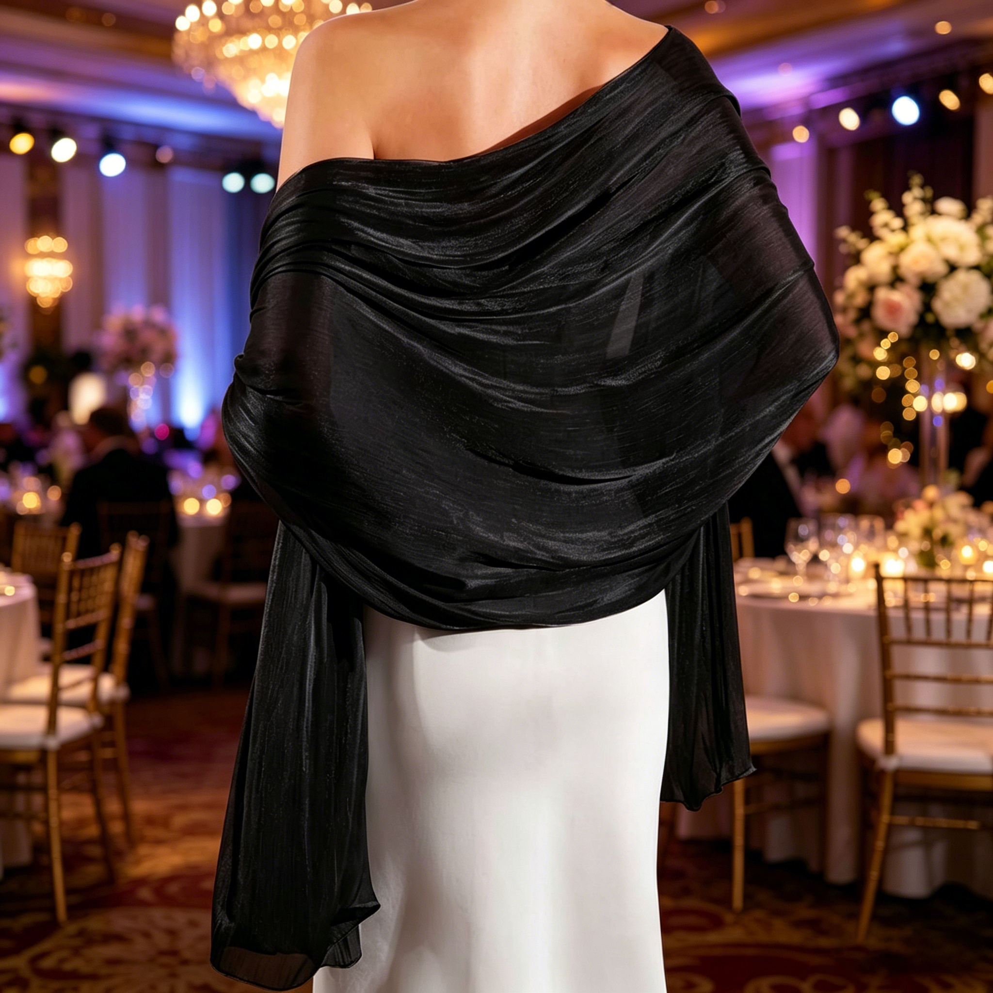 Elegant Bridal Ball Thin Sexy Sheer Chiffon Sleeveless Shawl elevenforest