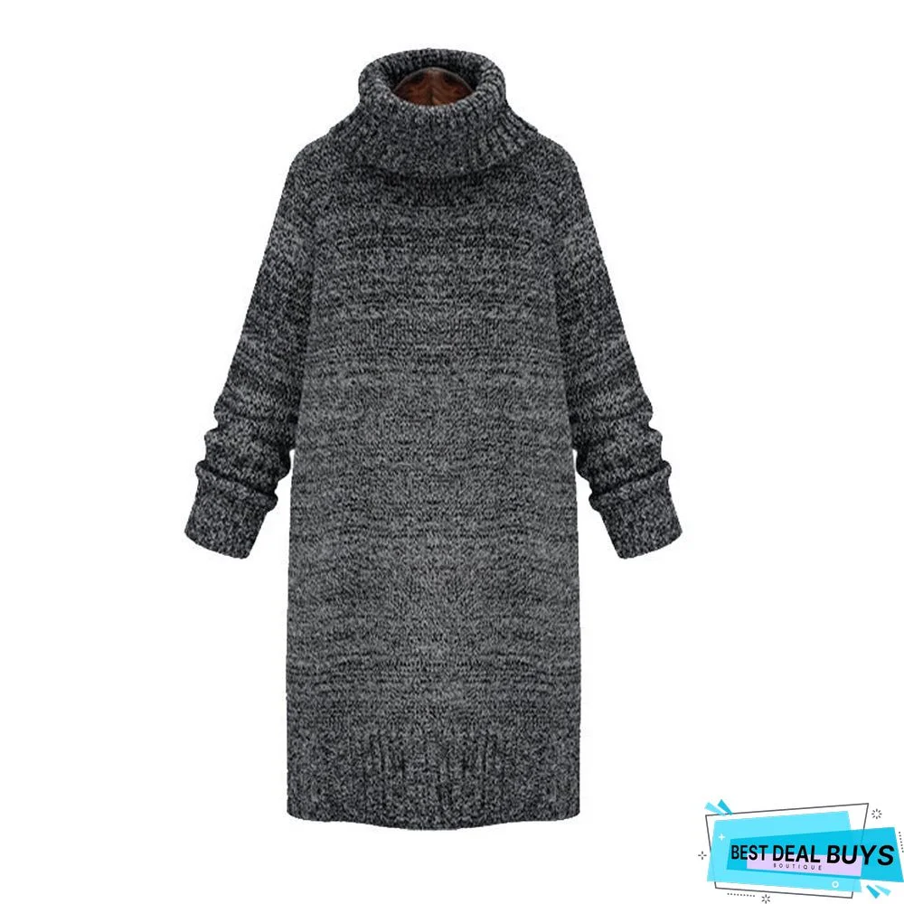 High Neck Thick Warm Sweater Fashion Women's Long Coat Bottoming Shirt