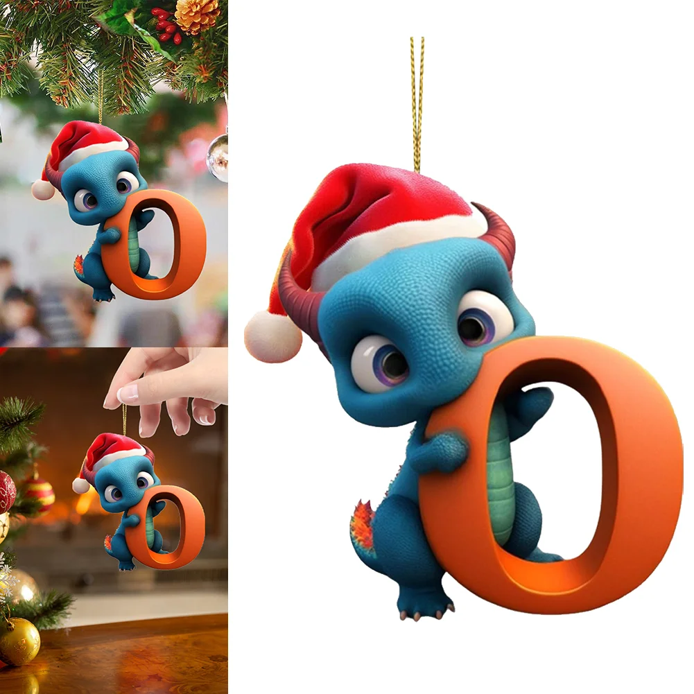Christmas Cute Dragon Pendants Acrylic Letter Shaped Exquisite for Xmas Tree Car