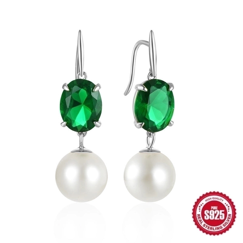 1 Pair 925 Sterling Silver Geometric Oval Drop Earrings