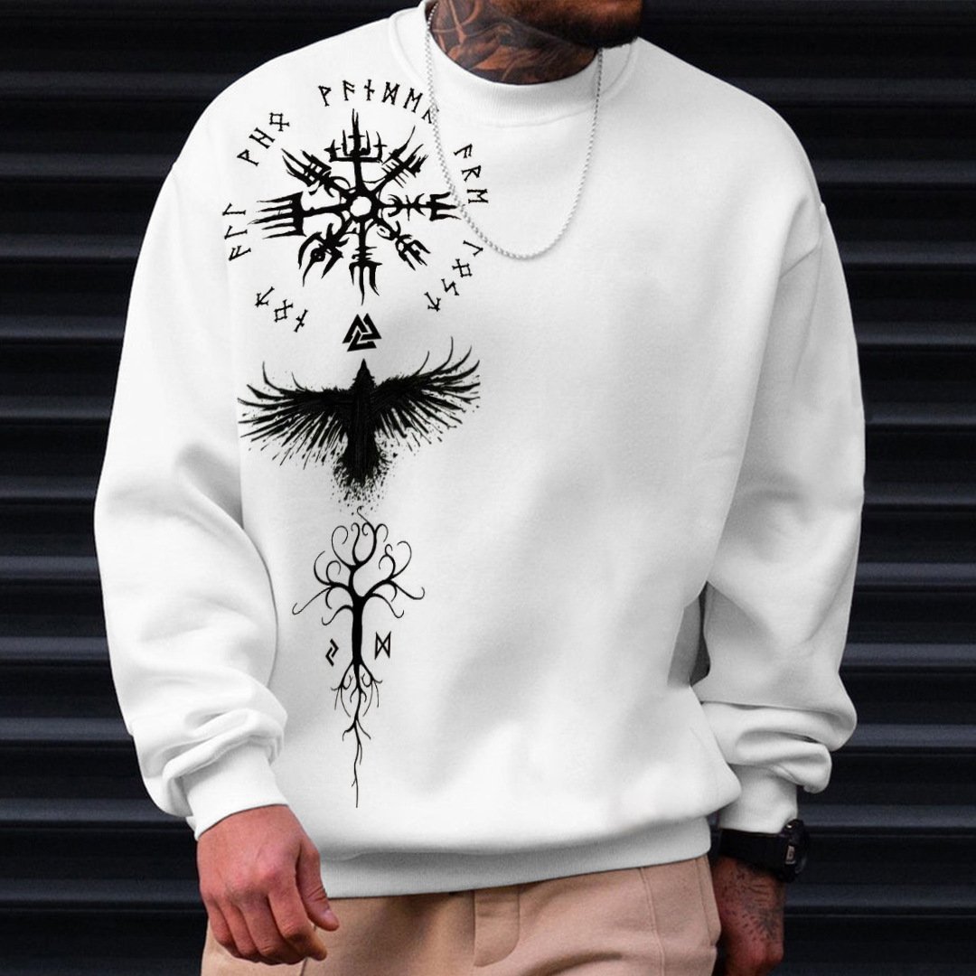 Oversize Vikings Totem Print Sweatshirt / TECHWEAR CLUB / Techwear