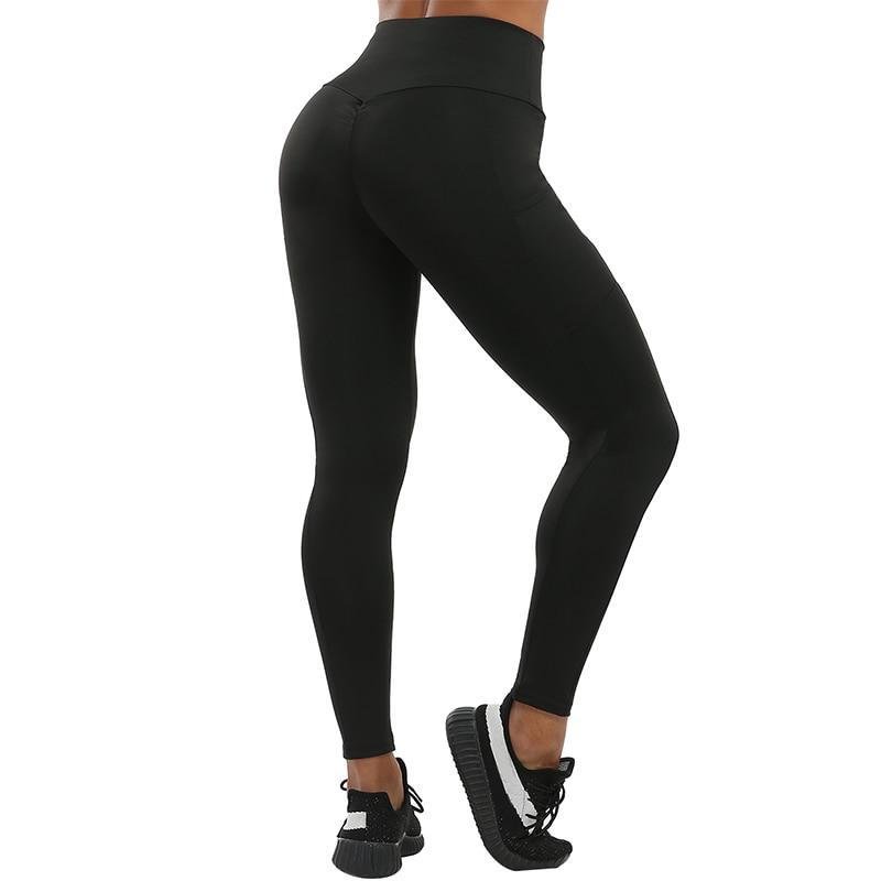 Fitness workout leggings - "V" shape black - Squat proof - XS/XXXL-elleschic