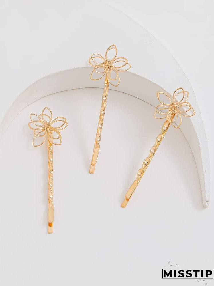 3pcs Flower Decor Hair Clip