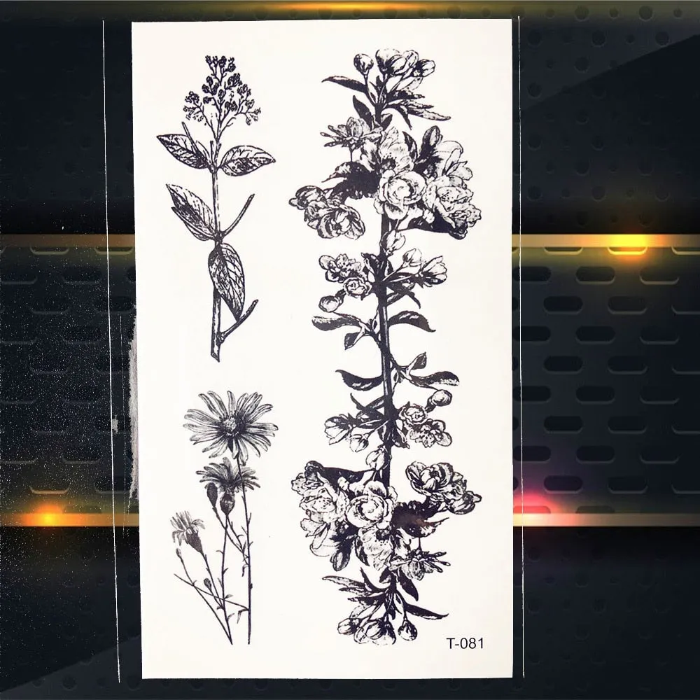 Cute Geometric Planet Temporary Tattoo For Children Girl Moon Forest Waterproof Fake Black Tattoo Stickers Kids Women Ear Tatoos