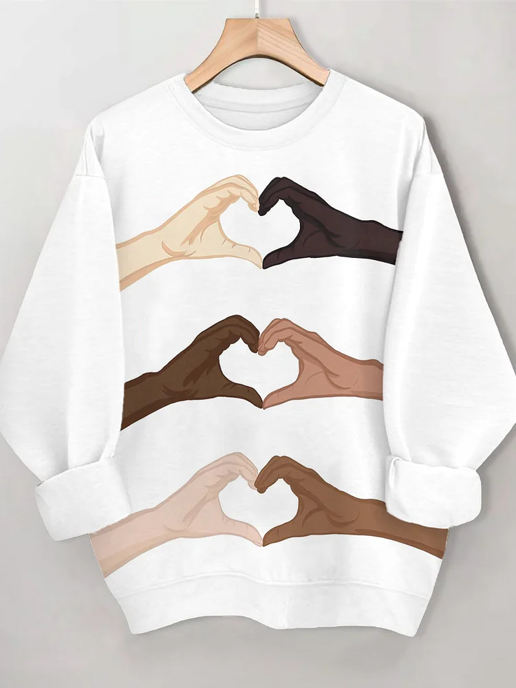 Women's Love Hands Graphic Print Cozy Sweatshirt