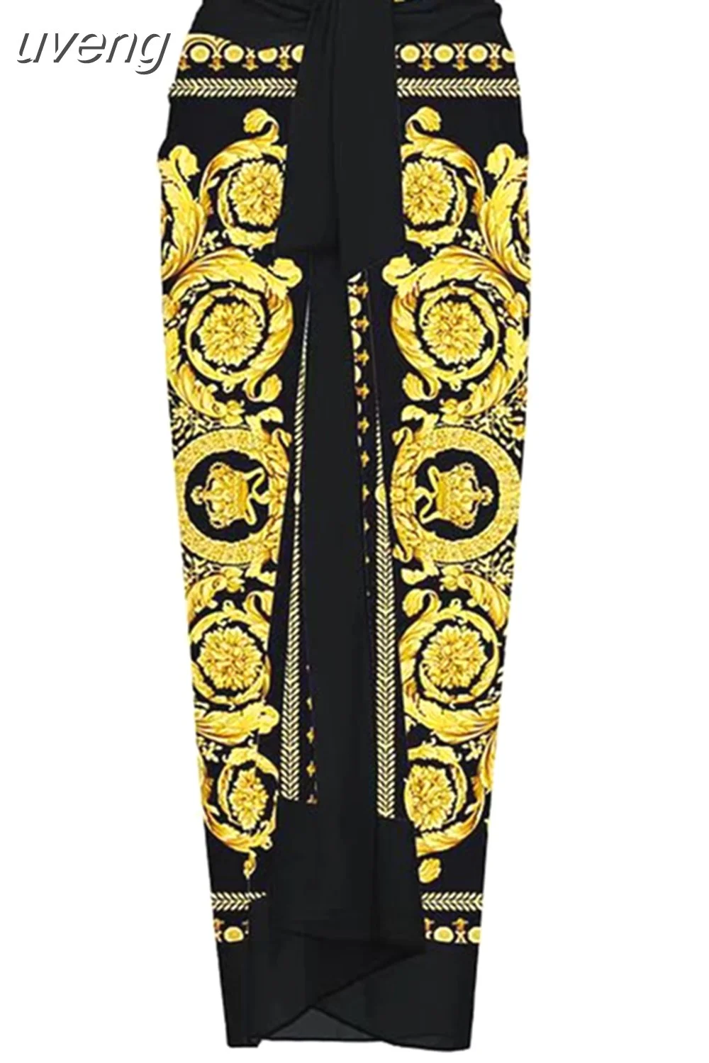 uveng New Fashion One Piece Swimsuit and Skirt Women Reversible Swimwear Luxury Bowknot Beach Dress Brazilian Bathing Suit Summer