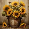 Iron Bucket Sunflower-Full Round Diamond Painting 30*30CM