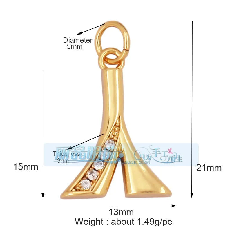 1 Piece 15 * 19mm Hole 5~5.9mm Copper Zircon Letter Heart Shape Pendant Jewelry Accessories