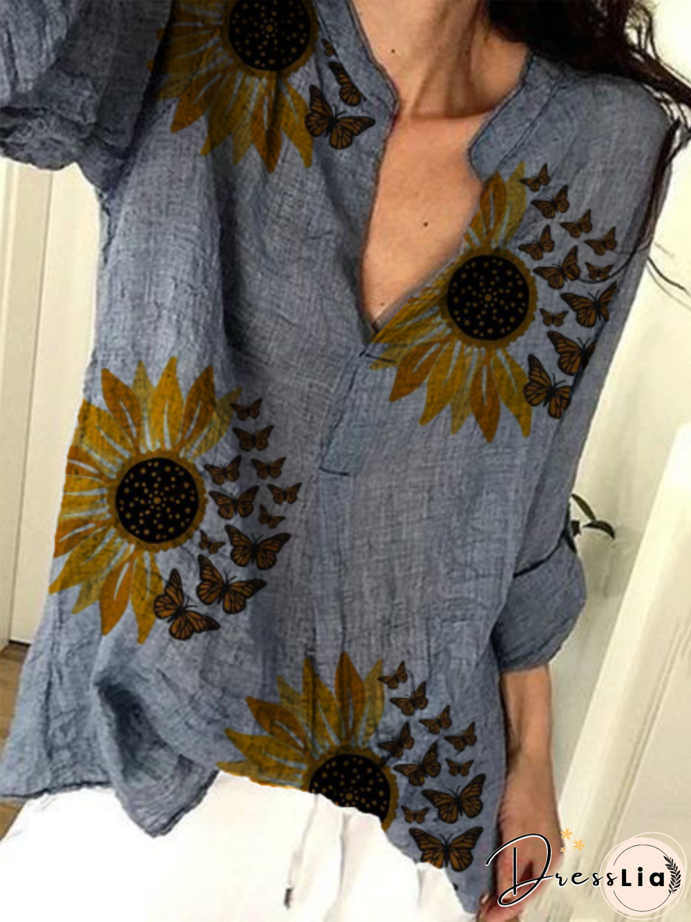 Plus size Floral Long Sleeve Tops