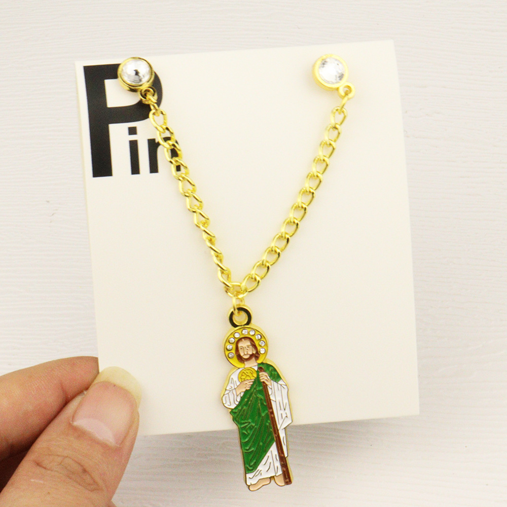 NEW GOLD "Jesus" CHAIN W/ RHINESTONES VERY LIMITED