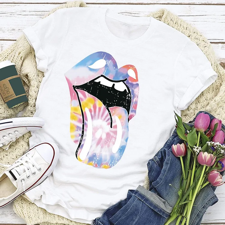 Colorful gradient lips T-shirt Tee-03916-Annaletters