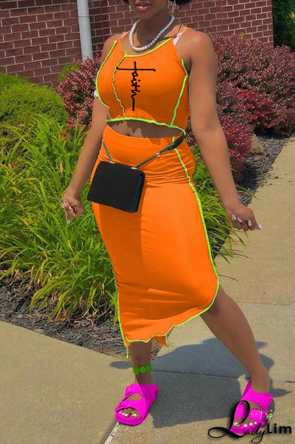 Burgundy Sexy Print Split Joint Asymmetrical Spaghetti Strap Sleeveless Two Pieces