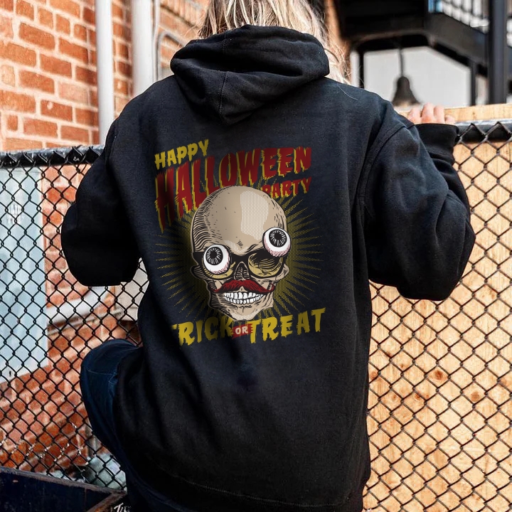 Halloween Party Trick-or-Treat Hoodie with Eyeball-Flying Skeletons