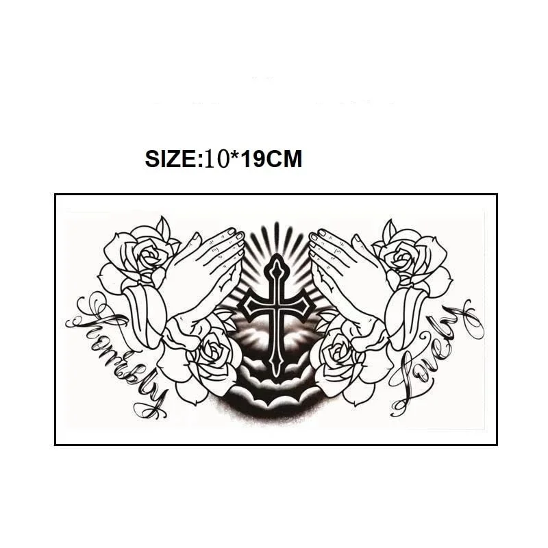Black Cross Butterfly Temporary Tattoo Stickers for Women Men Letters Characters Waterproof Fake Tattoo Neck Tattoo Body Art