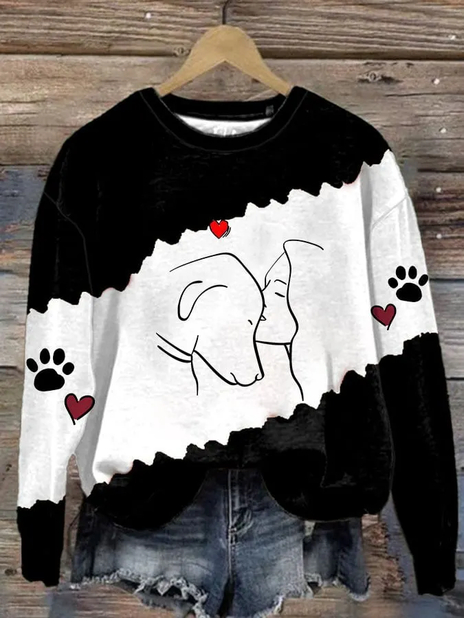 Women's Casual Color Block Print Long Sleeve Sweatshirt