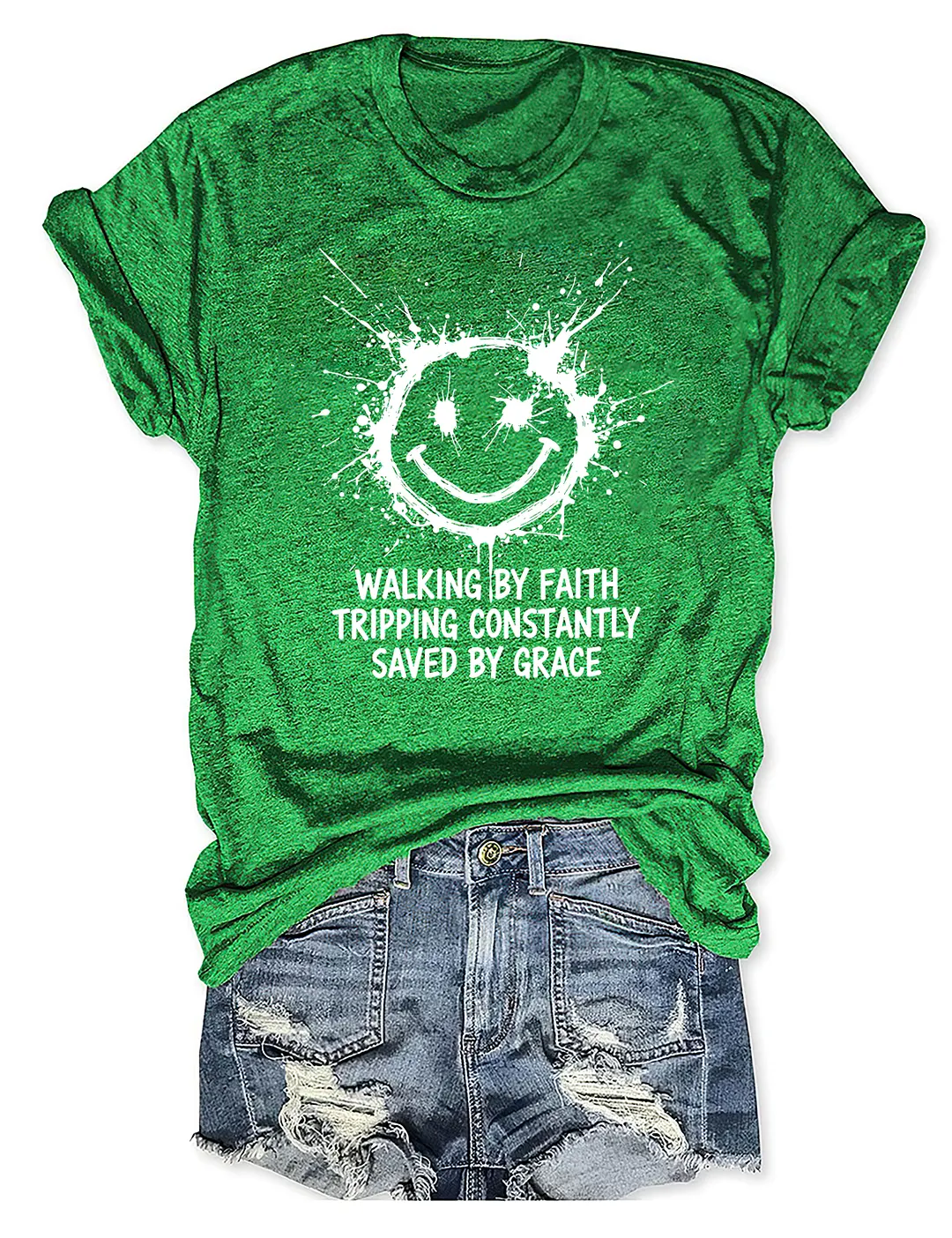 Walking By Faith Tripping Constantly Saved By Grace T-shirt
