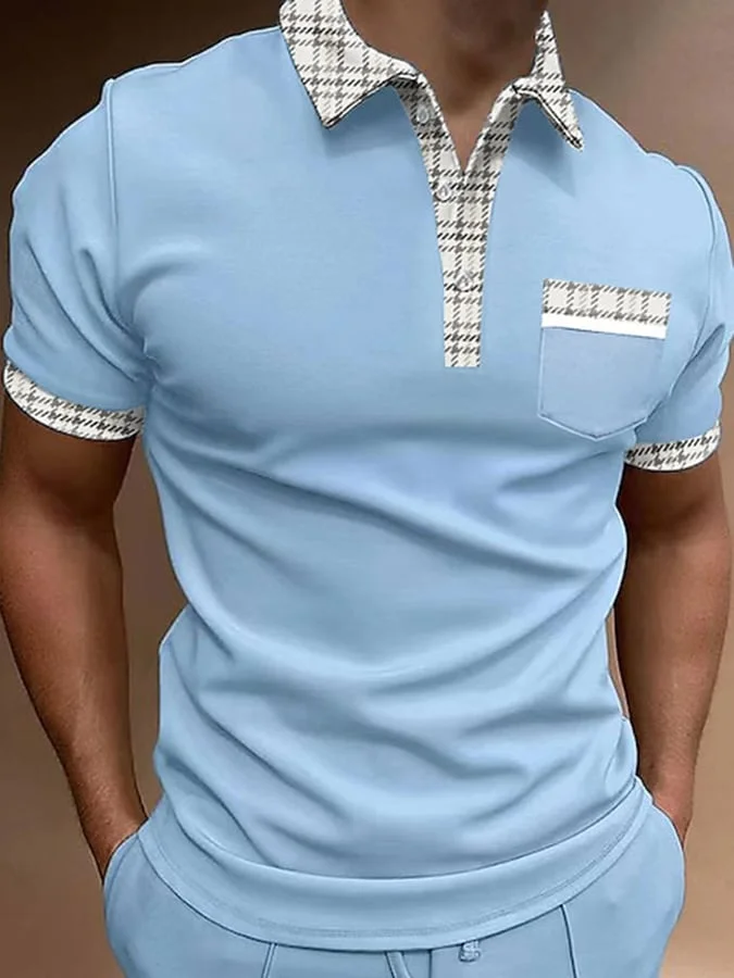 Printed Lapel Pullover Casual Polo Shirt