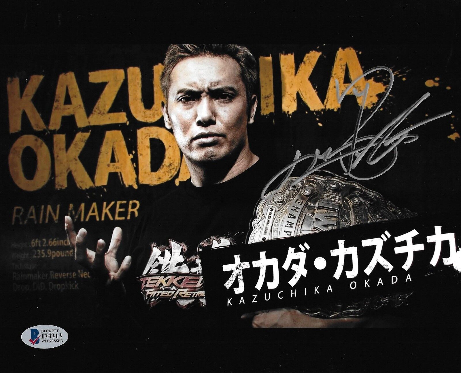 Kazuchika Okada Signed 8x10 Photo Poster painting BAS COA New Japan Pro Wrestling Rainmaker NJPW