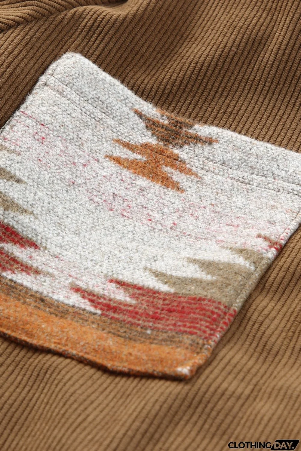 Aztec Pattern Corduroy Shacket