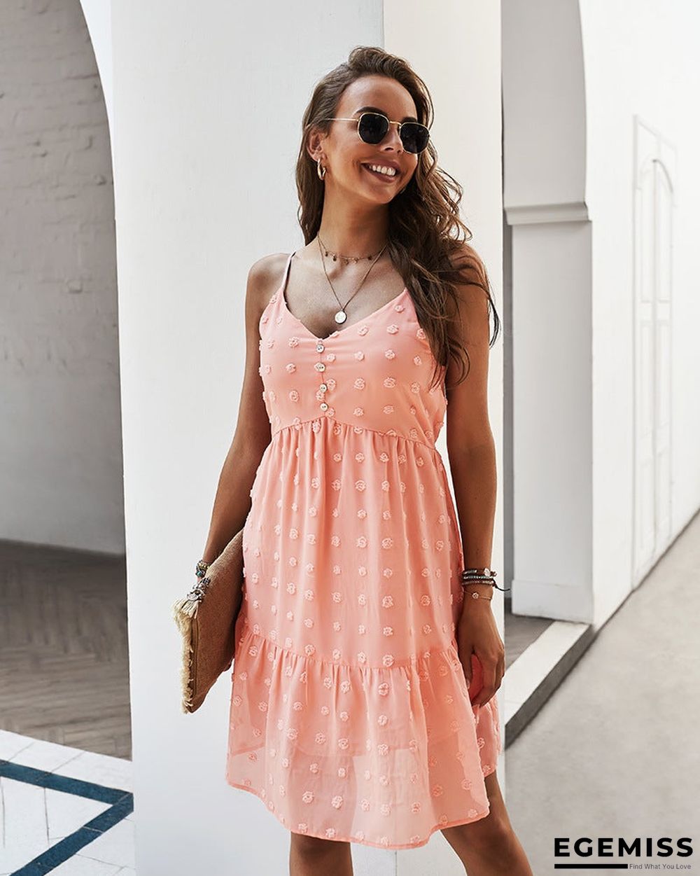 Women's Suspender Dress V-neck Sexy Casual Skirt Swing Skirt | EGEMISS