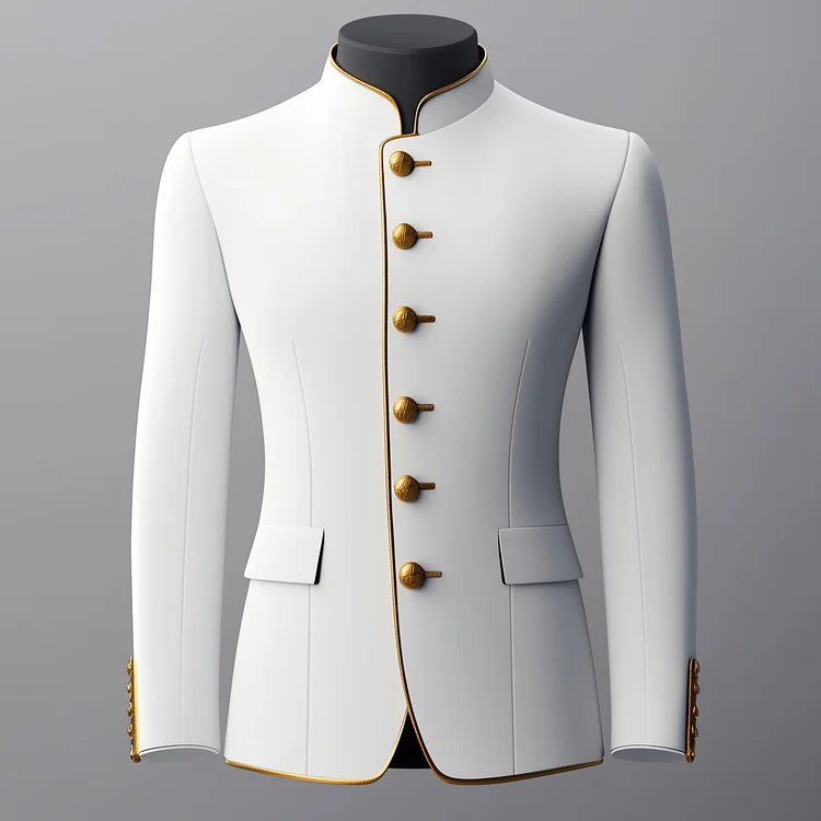 Okaywear Stand Collar Button Long Sleeve Contrast Binding Blazer Okaywear