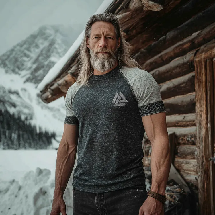 Men's Viking Valknut Print Comfy Sportst-shirt