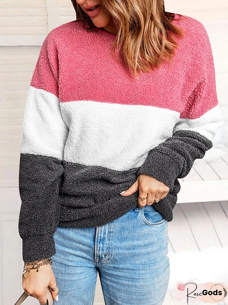 Striped Casual Autumn Heavyweight Micro-Elasticity Pullover Long Sleeve French Terry H-Line Sweatshirts For Women