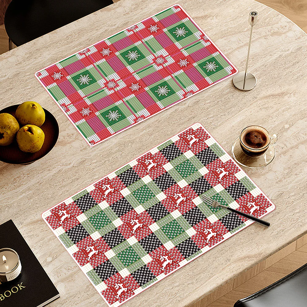 2Pcs Mandala Pattern Diamond Painting Placemat DIY Diamond Crafts(30*20cm)