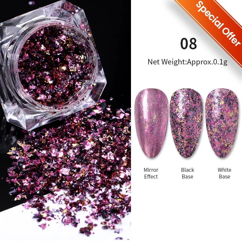 Crystals Aurora Nail Powder Iridescent Glitter Fire Opal Star Nail Art Cloud Flakes Chrome Powder Paillettes Nail Sequins-Nail Inspo