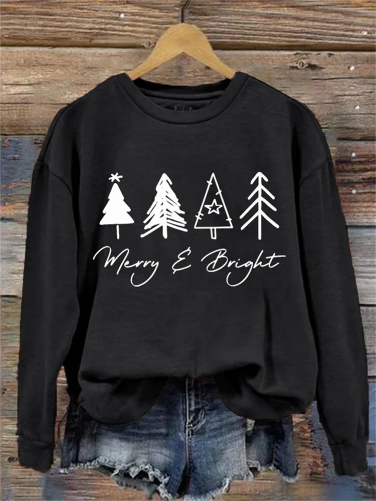 Simpfit Damen-Sweatshirt mit Aufdruck „Christmas Merry &amp; Bright“.