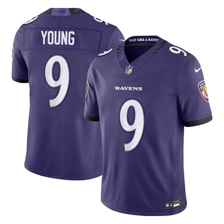 Men's Baltimore Ravens #9 Zion Young Purple 2026 NFL Draft Vapor F.U.S.E. Limited Jersey