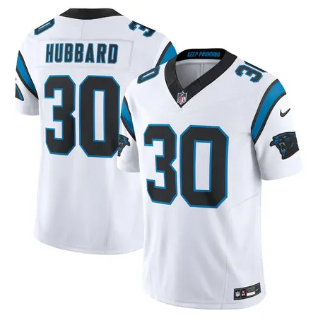 Men's Carolina Panthers #30 Chuba Hubbard Nike White Vapor F.U.S.E. Limited Jersey