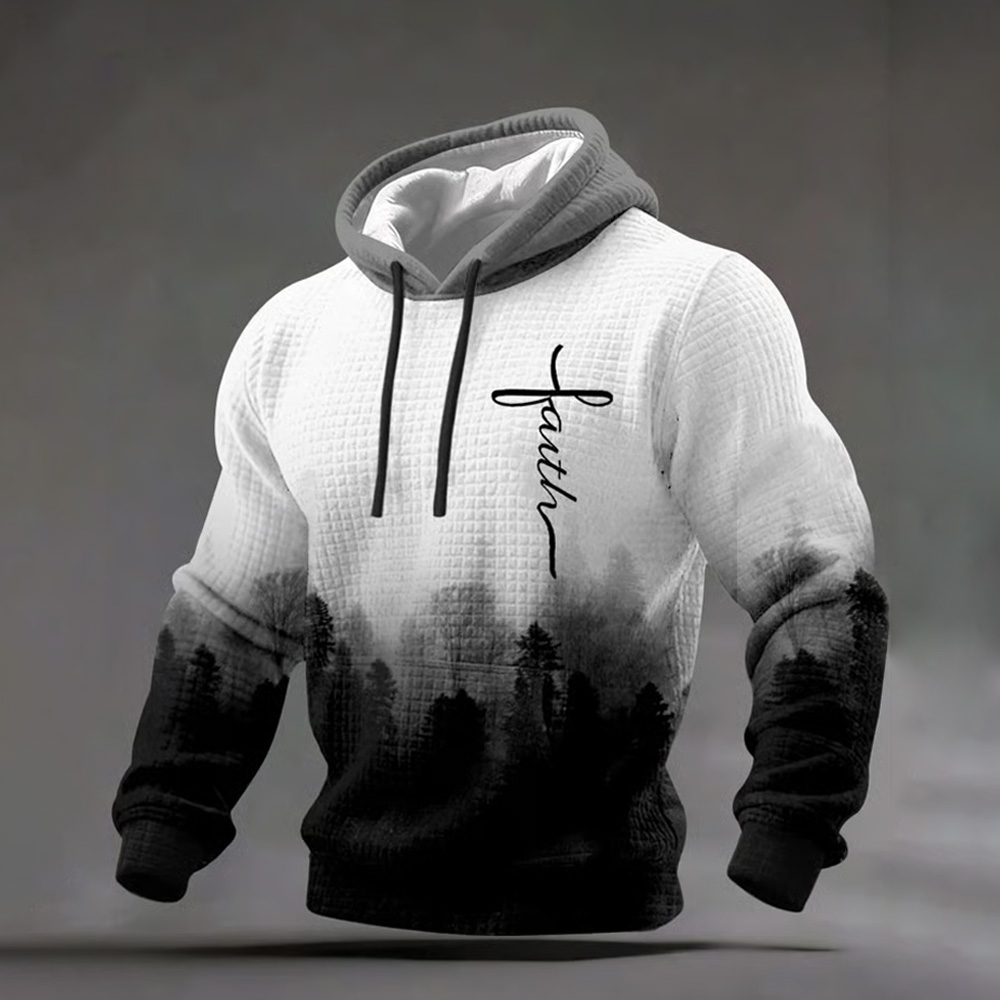 Men's Casual Cross Faith Printed Hooded Sweatshirt wearshes