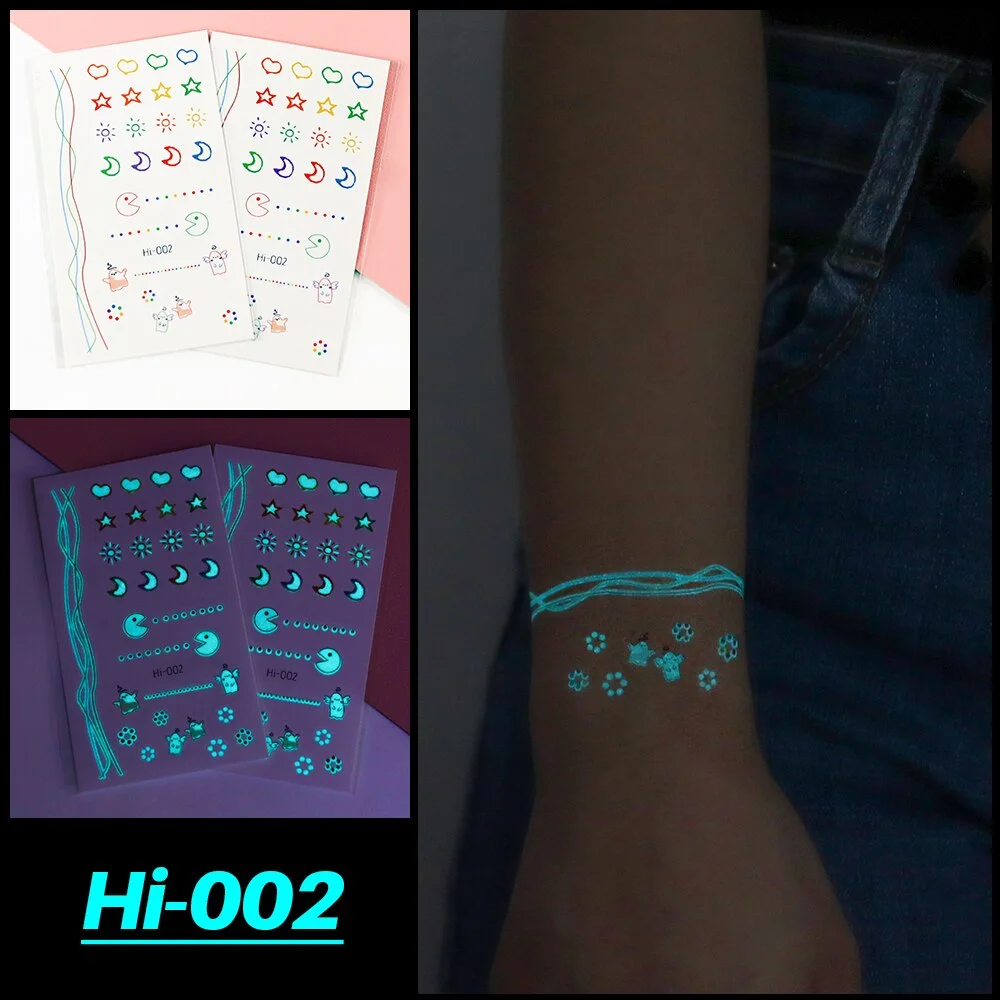 Sdrawing Luminous Tattoo Hand Finger Starry Star Universe for Kids Fake Tattoo Glowing In Dark Waterproof Temporary Tattoo Stickers