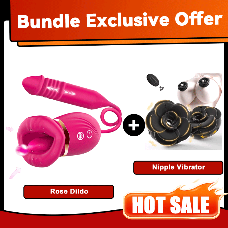 RoseLip Licking Duo &ndash; Soft Mouth Licking Toy with Suction & Thrusting G-Spot Drive By Rose Toy
