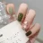 Qinice 24Pcs/Set Milkshake Diamond Lattice Wearing False Nails Tips Fall Winter Adhesive Fake Nails Removable French Press on Nail Art
