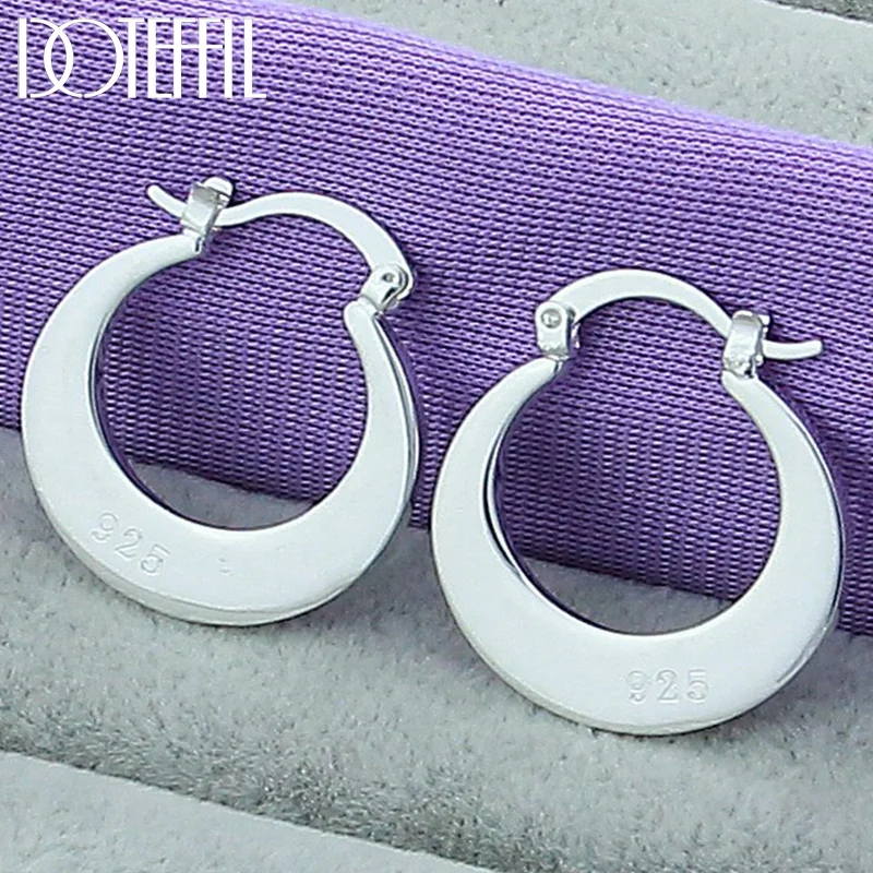 DOTEFFIL 925 Sterling Silver Sickle Hoop Earrings For Woman Jewelry