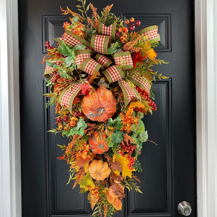 Large Fall Pumpkin Wreath-Year Round Wreath