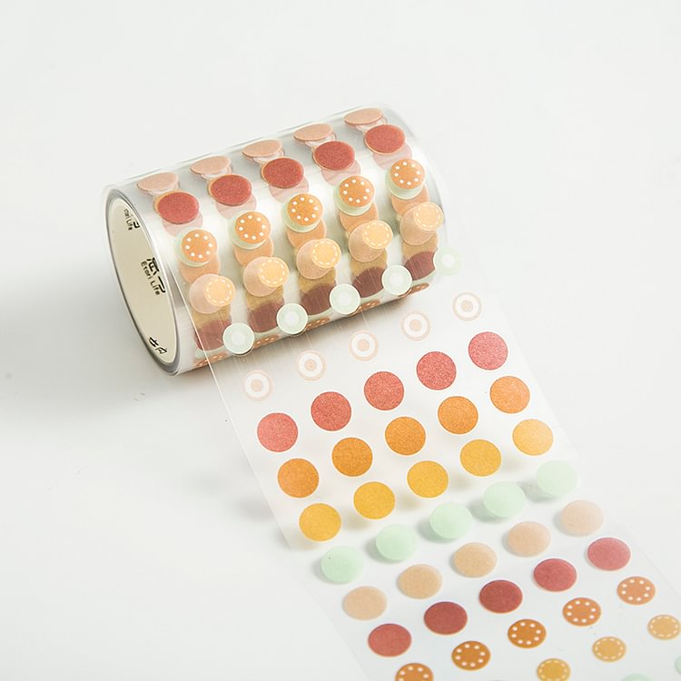 JOURNALSAY 60mm*3m PET Round Stickers Journal Decorative Dots Washi Tape