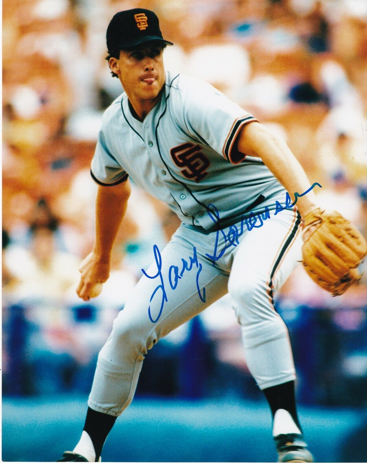 LARY SORENSEN SAN FRANCISCO GIANTS ACTION SIGNED 8x10