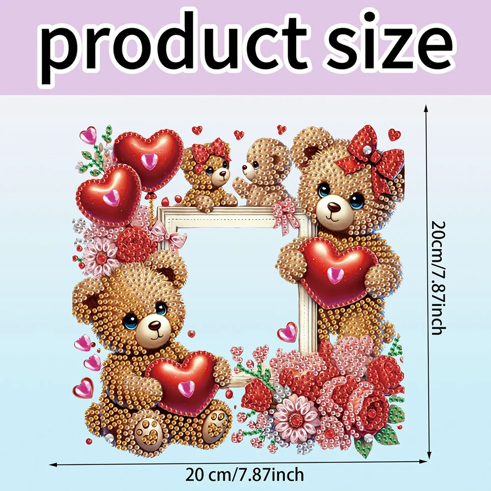 5D DIY Heart Bear Acrylic Special Shape Rhinestone Tabletop Photo Frame Kit