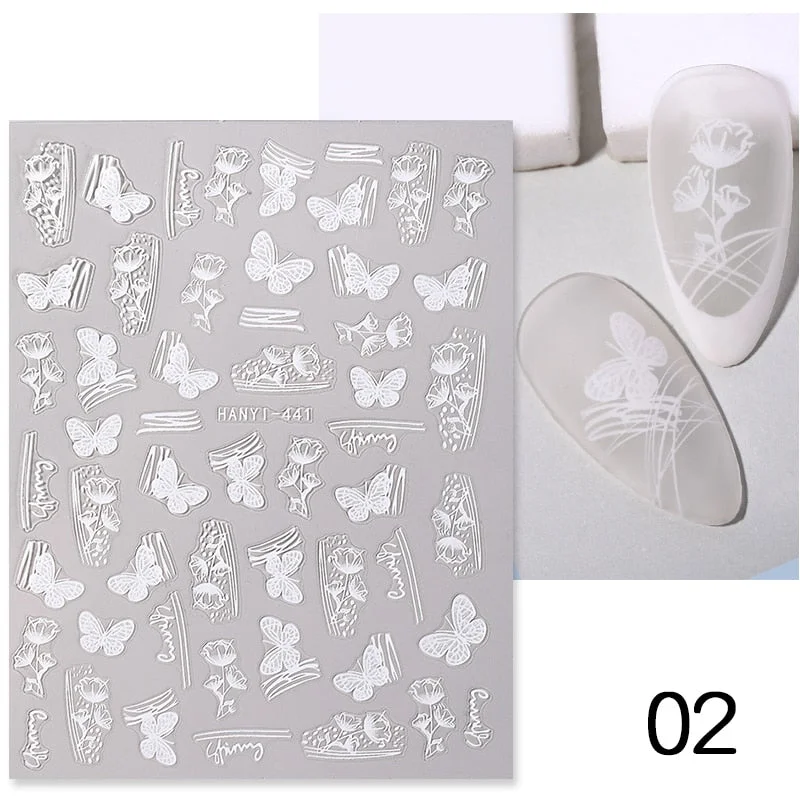 1PC Golden Heart Designs Nail Art 3D Stickers Decals Valentine's Day Black White Red Adhesive Sticker Decoration For Manicures