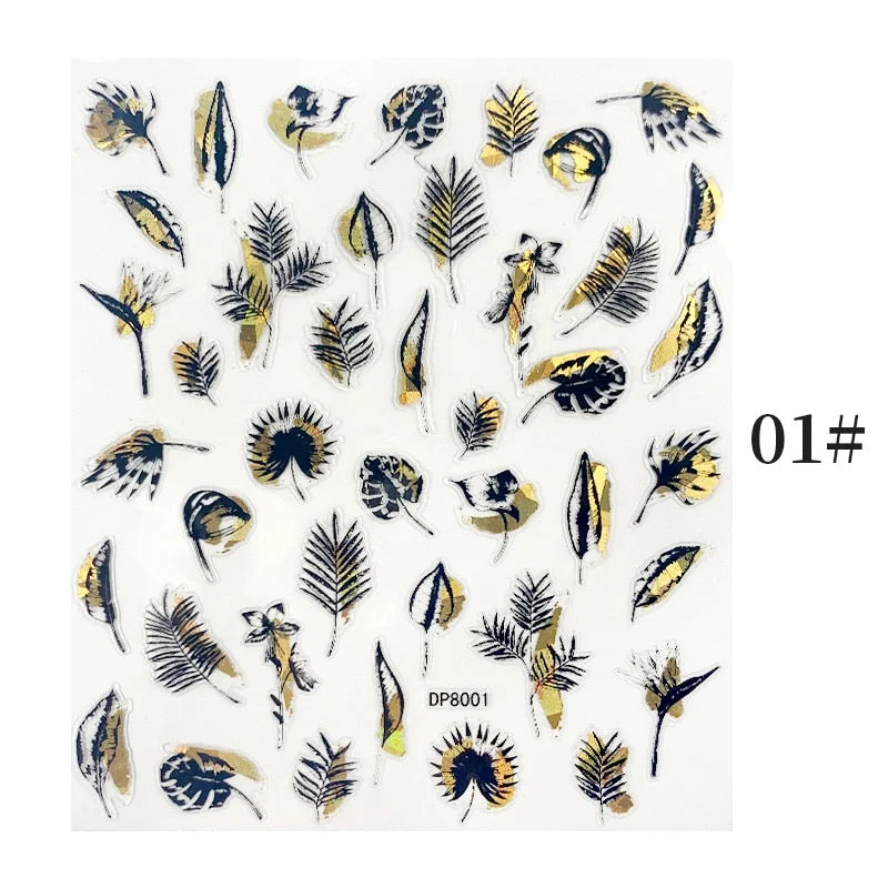 1 Sheet Bronzing Abstract Color Block 3D Nail Sticker Art Letters Design Transfer Sliders Paper DIY Manicuring Wraps