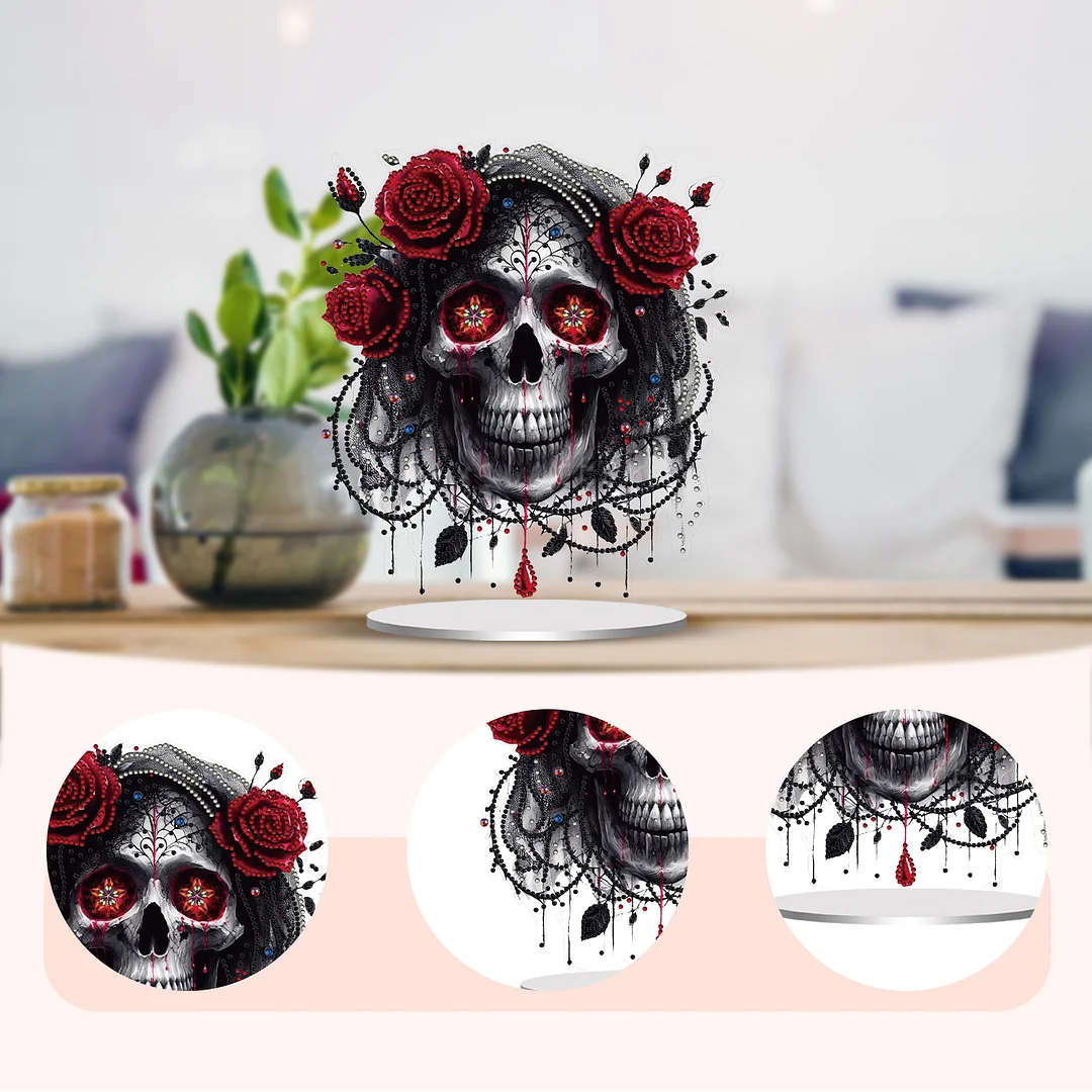 DIY Diamond Painting Double Sided Ornaments Kit for All Ages (Dark Skull)