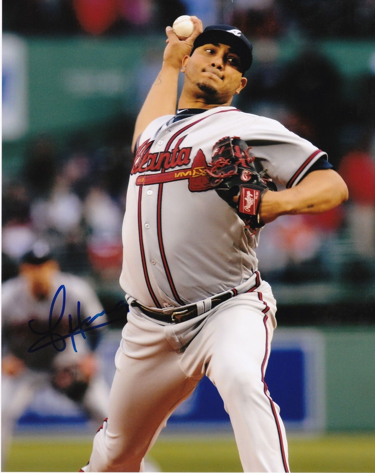 JHOULYS CHACIN ATLANTA BRAVES ACTION SIGNED 8x10