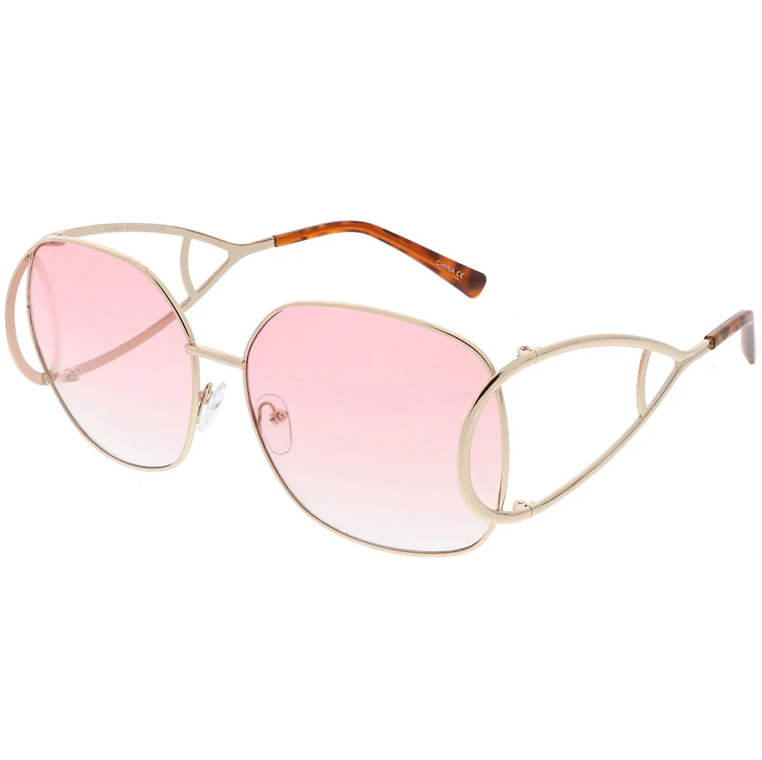 Women's Open Metal Arms Oversize glasses Square Colored Lens 65mm