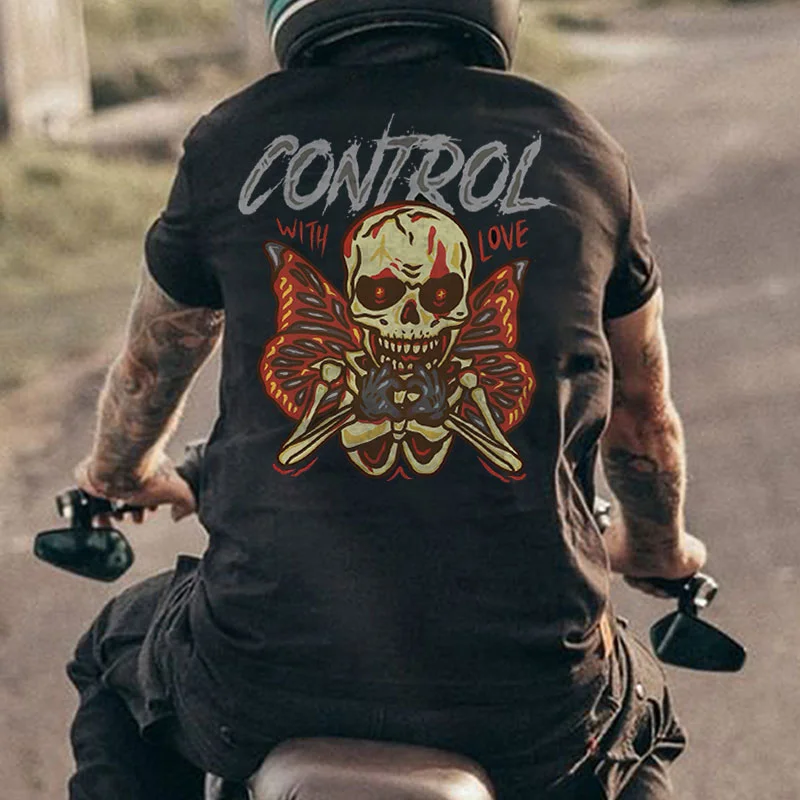 CONTROL WITH LOVE Skeleton Black Print T-shirt